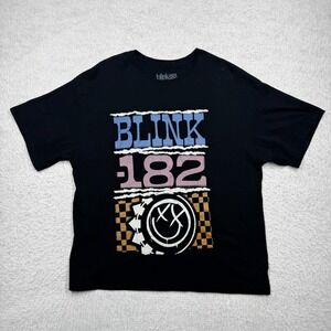 Blink 182 Short Sleeve Graphic Print  T-Shirt Black Box Cut Men's Size Medium